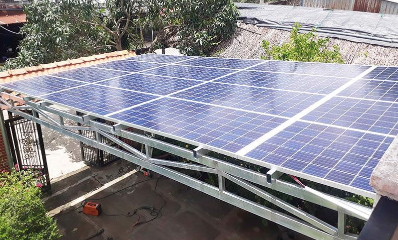 Mái che bằng Pin năng lượng mặt trời sau khi hoàn thành