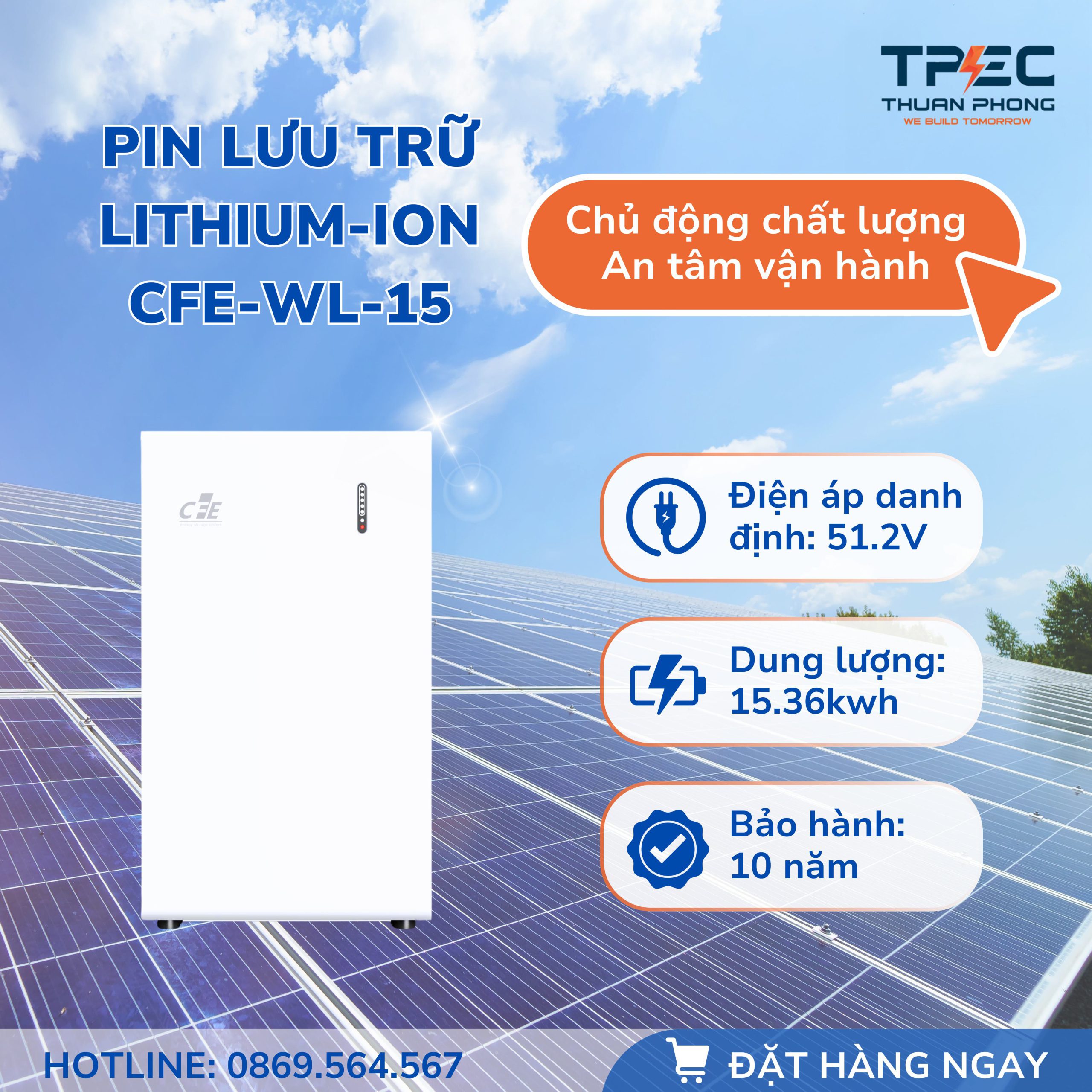 Pin lưu trữ CFE-WL-15 – Sản phẩm pin lưu trữ chính hãng từ Thuận Phong Energy